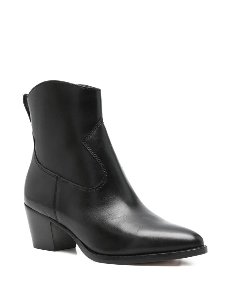 Lauren Ralph Lauren Black Pointed-Toe Leather Ankle Boots