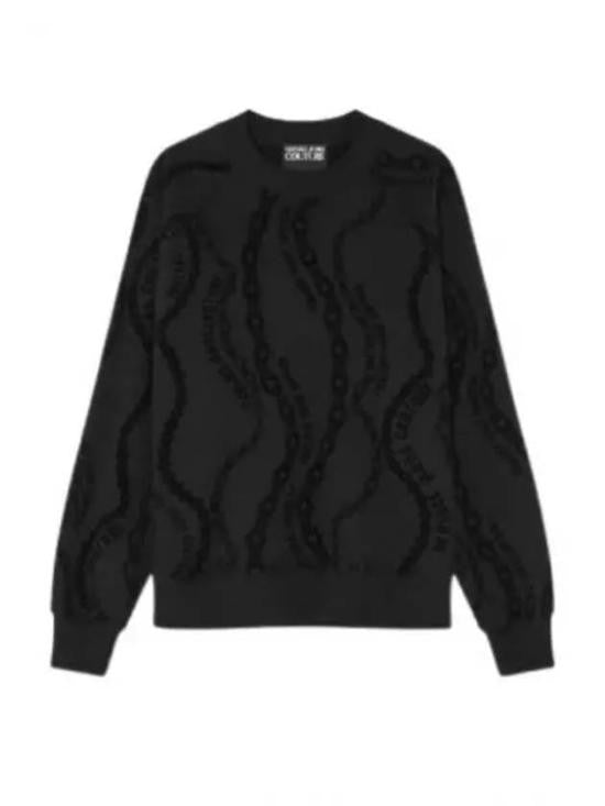 Versace Textured Black Long-Sleeve Shirt With Classic Crew Neckline