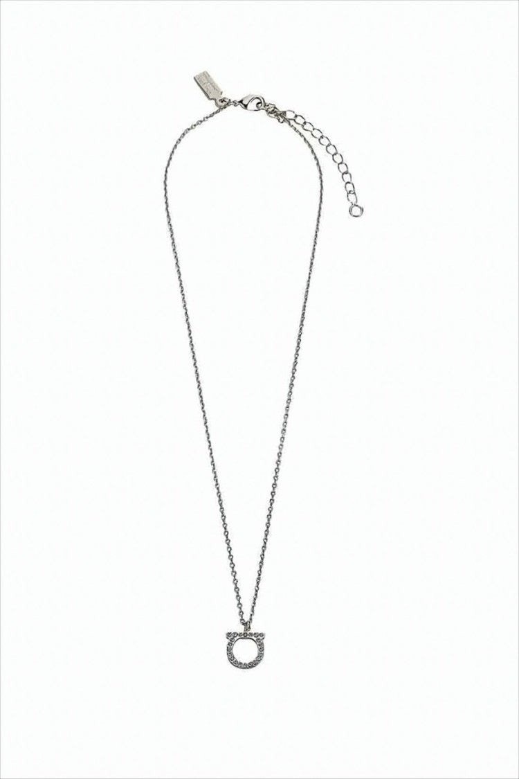 Salvatore Ferragamo Circular Pendant Necklace With Sparkling Stones