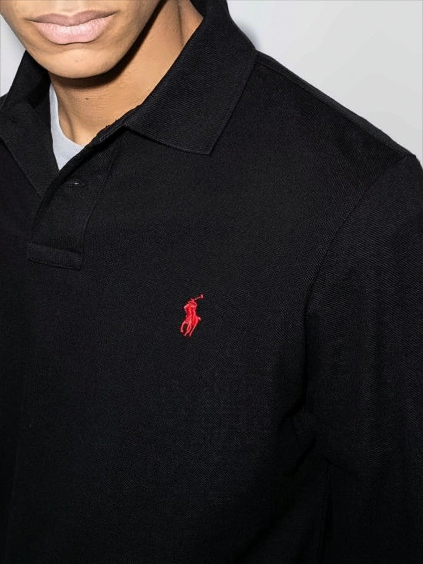 Polo Ralph Lauren Long-Sleeve Black Polo Shirt With Traditional Collar