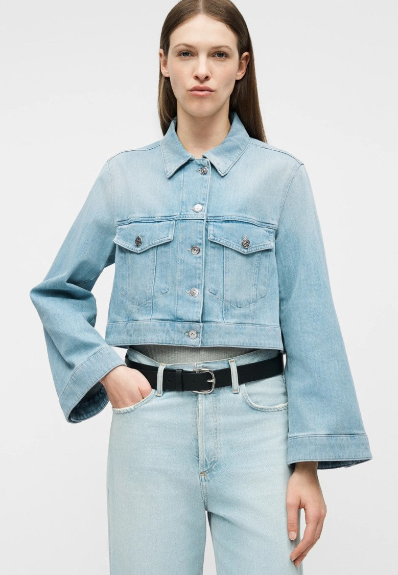 Dondup Cropped Denim Jacket With Classic Collar