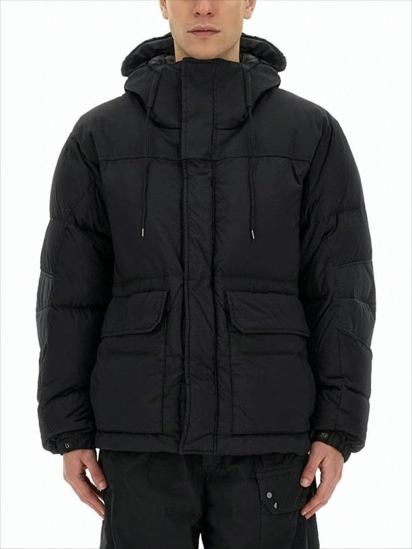 Ten C Black Padded Jacket With High Collar