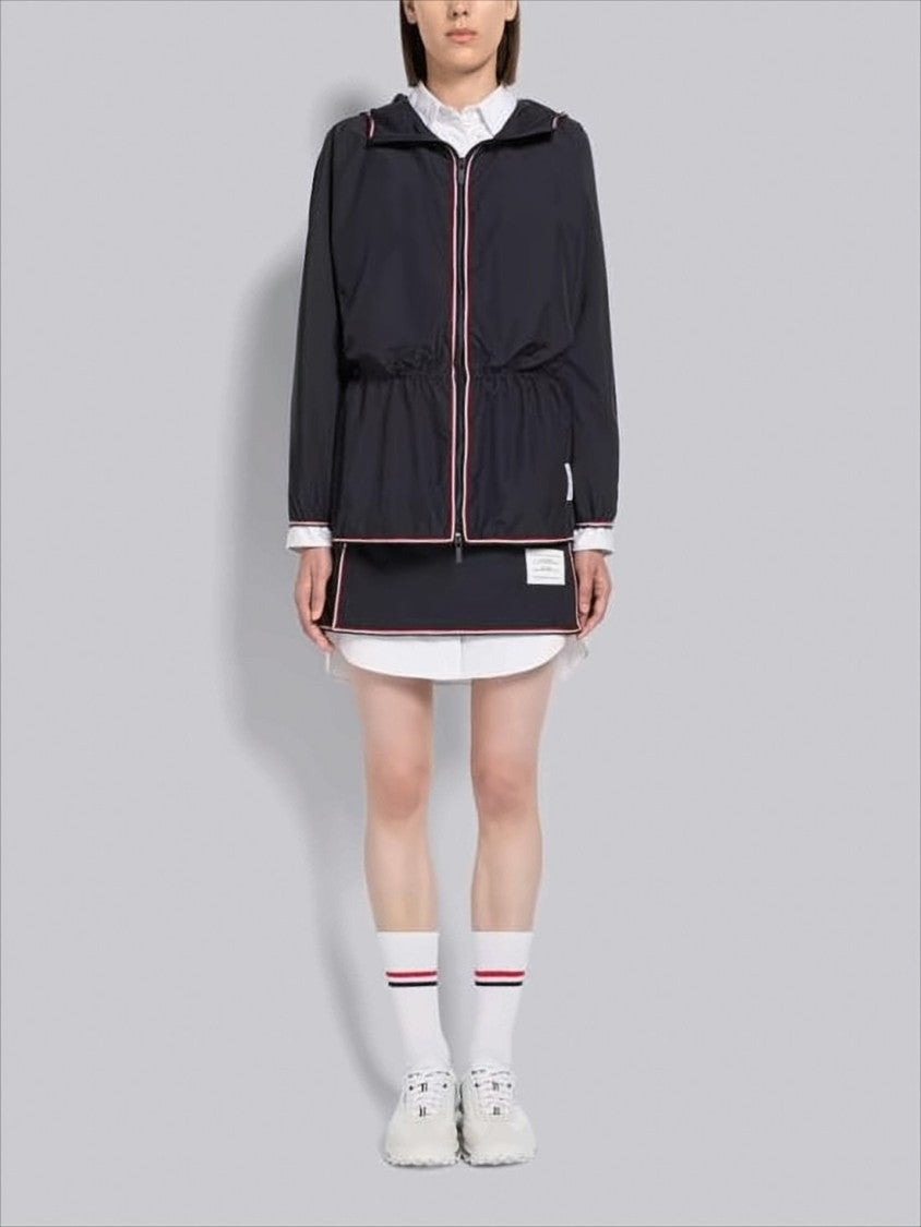 Thom Browne Structured Black Midi Skirt With Contrasting Piping