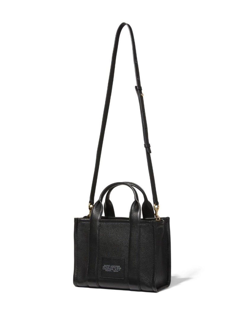 Marc Jacobs Structured Black Leather Tote With Debossed Logo
