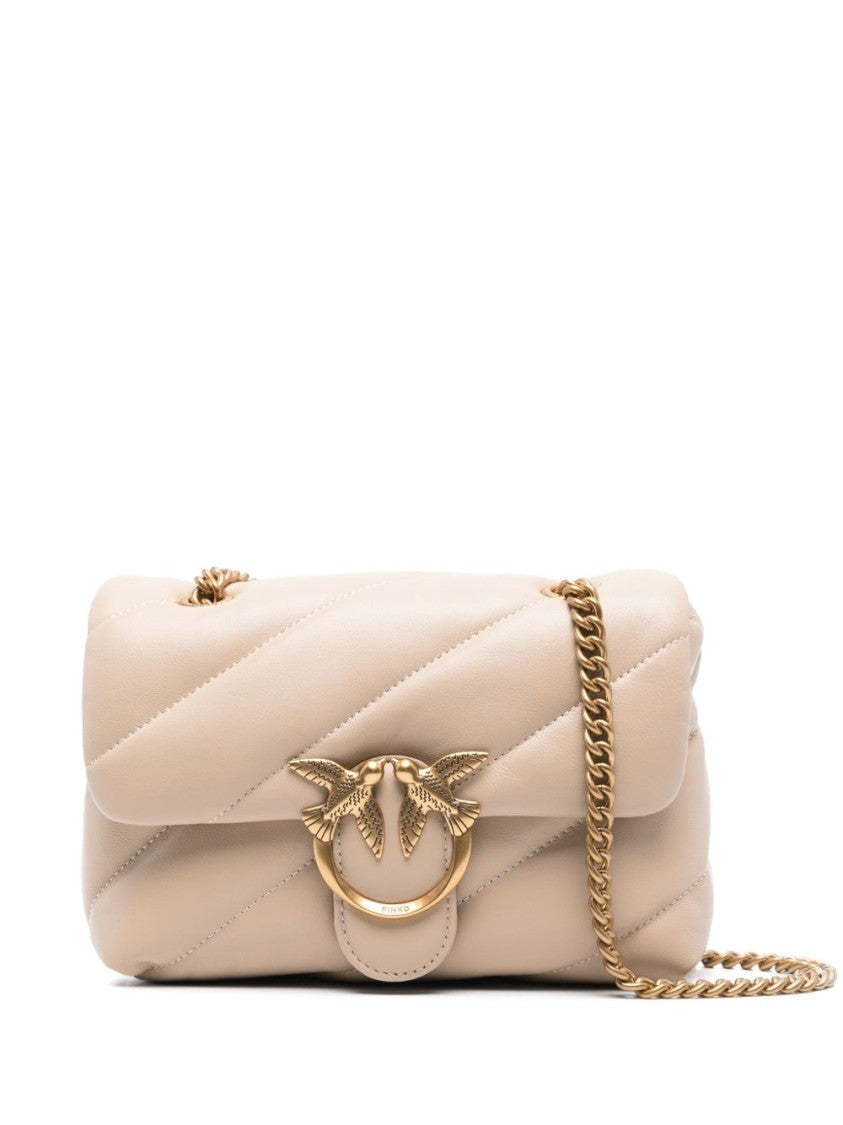Pinko Quilted Shoulder Bag With Flap Closure And Circular Embellishment