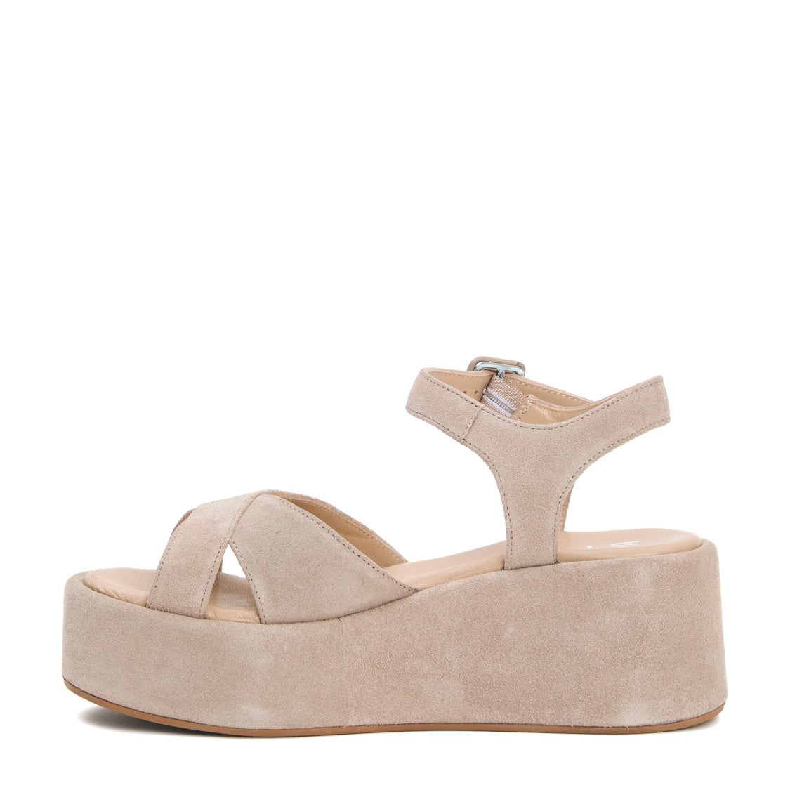 Strategia Beige Suede Wedge Sandals