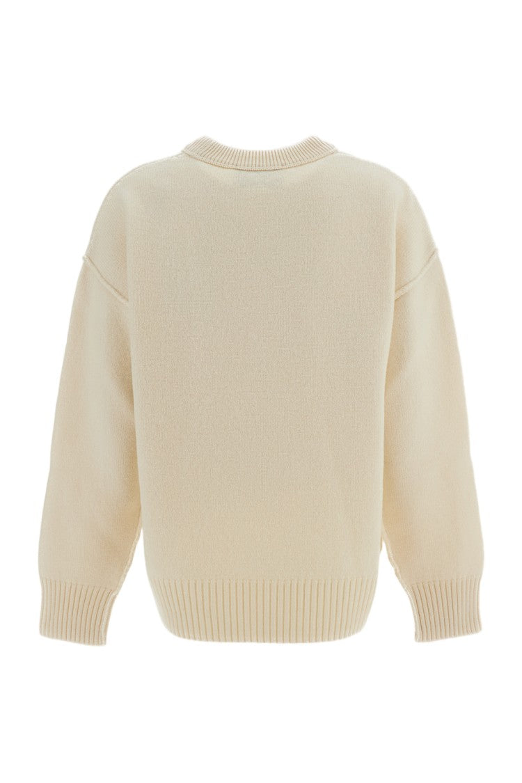 Ami Paris Crewneck Sweater With Signature Ami De Coeur Intarsia