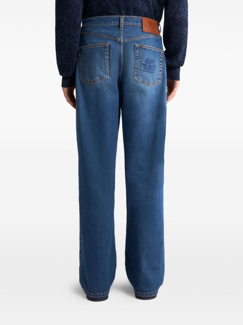 Etro Mid-Rise Straight-Leg Denim Jeans With Logo Detail