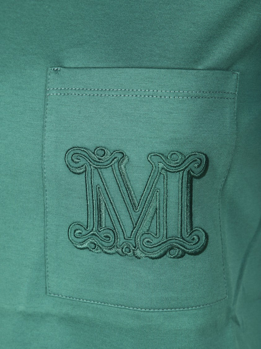 Max Mara Short-Sleeved White T-Shirt With Pocket Detail