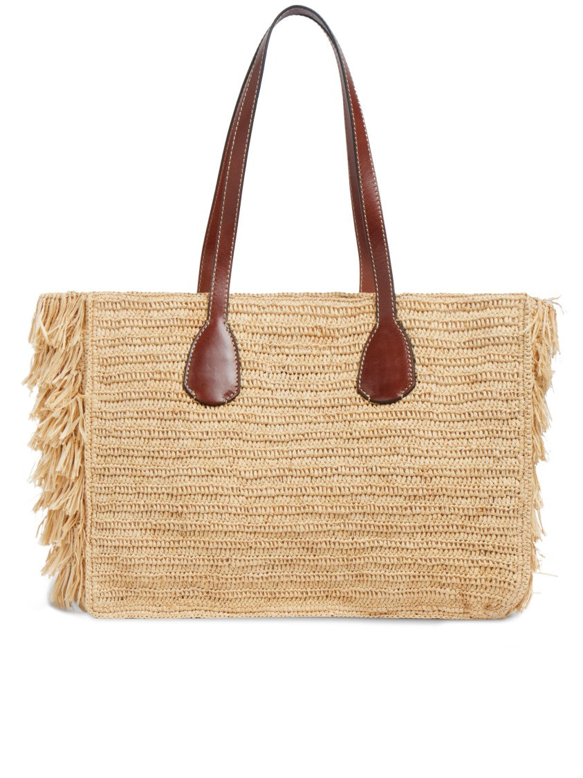 The Bridge Shopping Rectangular Straw Fringed Tote Bag