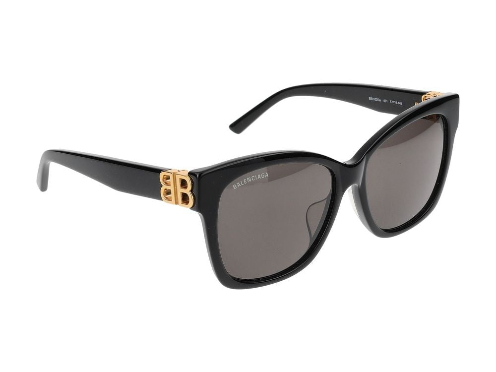 Balenciaga Black Gold Accents Oversized Square Sunglasses