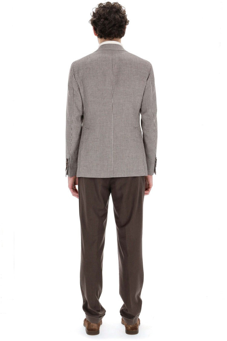 Tagliatore Pied-De-Poule Linen-Cotton Jacket Pino Lerario Line