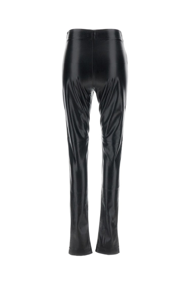 The Andamane Black New Holla Zipped Hem Faux Leather Leggings