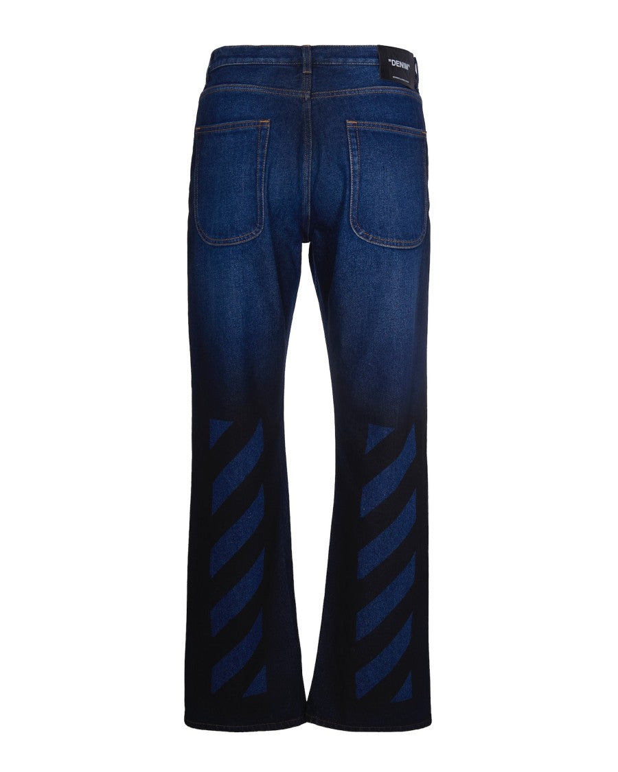 Off-White Medium Blue Denim Jeans With Embroidered Logo