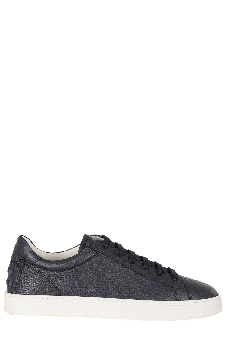 Tod's Blue Embossed Logo Laces Rubber Sole Leather Sneakers
