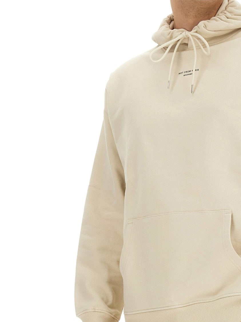 Drôle De Monsieur Neutrals Kangaroo Pocket Cotton Hoodie