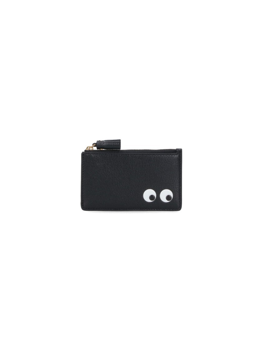 Anya Hindmarch Black Eyes Zip Leather Card Case