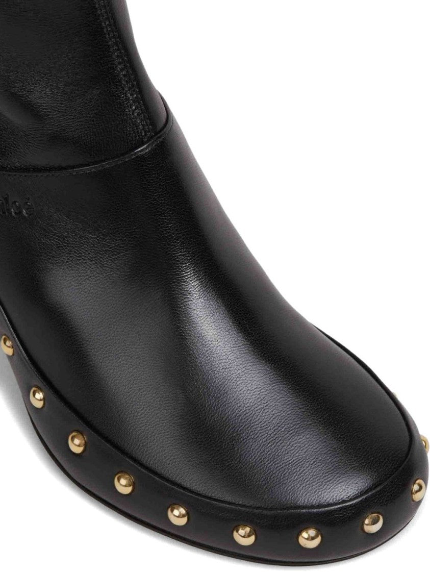 Chloé Black Junie Lambskin Studs Spool Boots