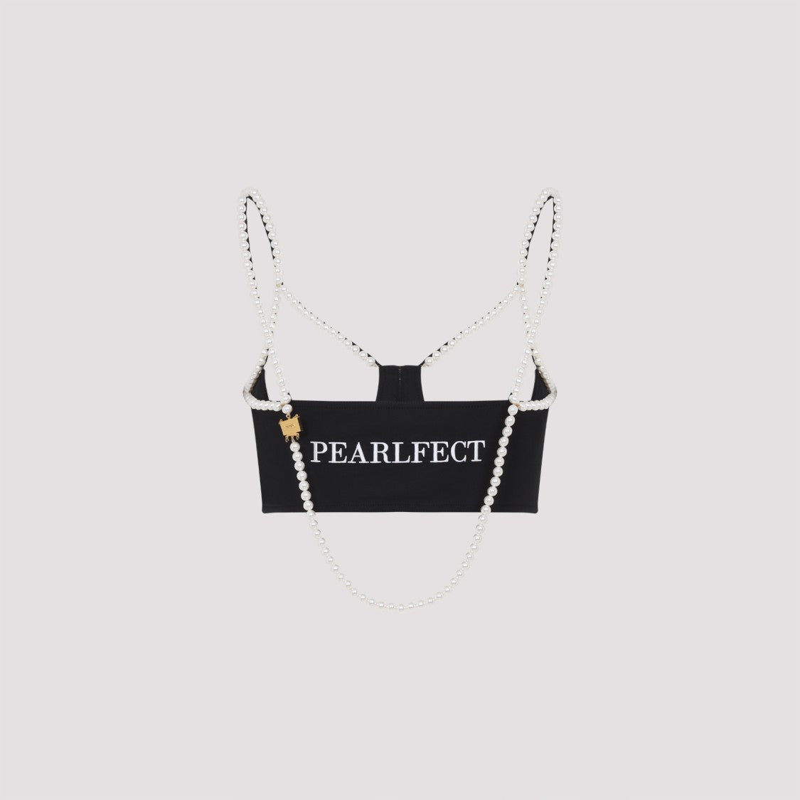 Moschino Structured Black Top With Pearl Straps