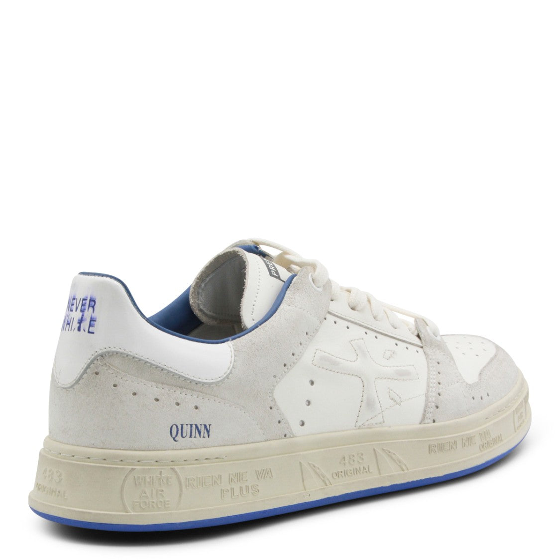 Premiata Low-Top White Sneakers With Suede Overlays