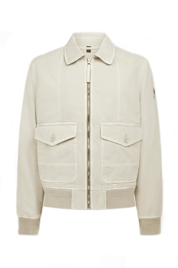 Belstaff Beige Nylon Zip-Up Bomber Jacket