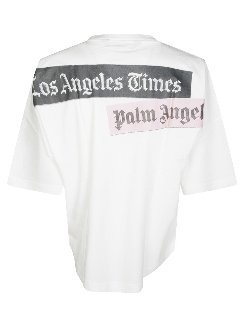 Palm Angels Classic Crew Neck White T-Shirt In Cotton