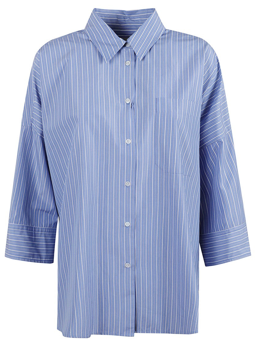 Max Mara Relaxed Fit Striped Cotton Shirt With Classic Collar