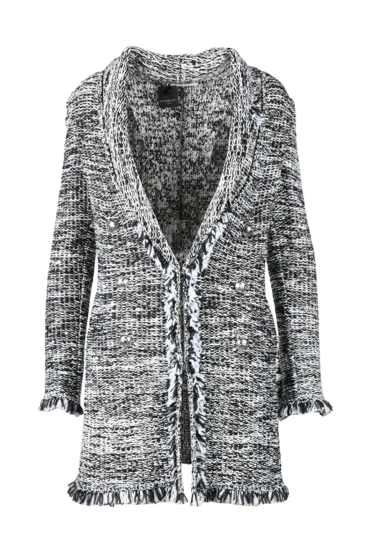 Charlott Textured Tailored Jacket With Fringed Edges