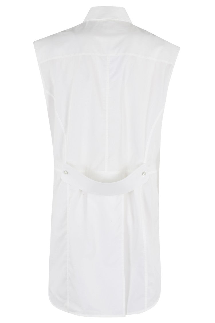 Helmut Lang Sl Apex Tailsleeveless White Cotton Poplin Shirt