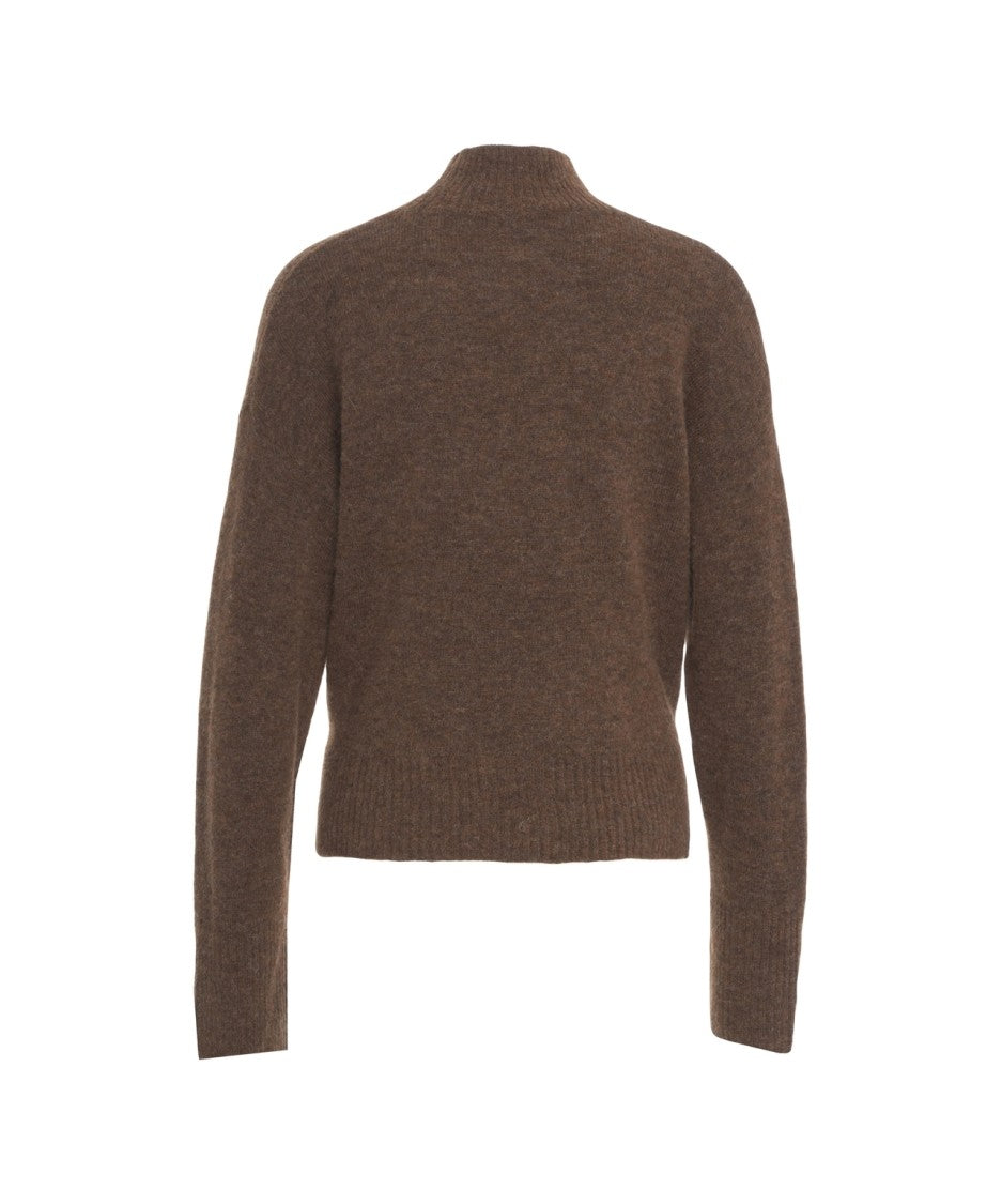 Kaos High-Neck Knit Sweater With Fuzzy Texture