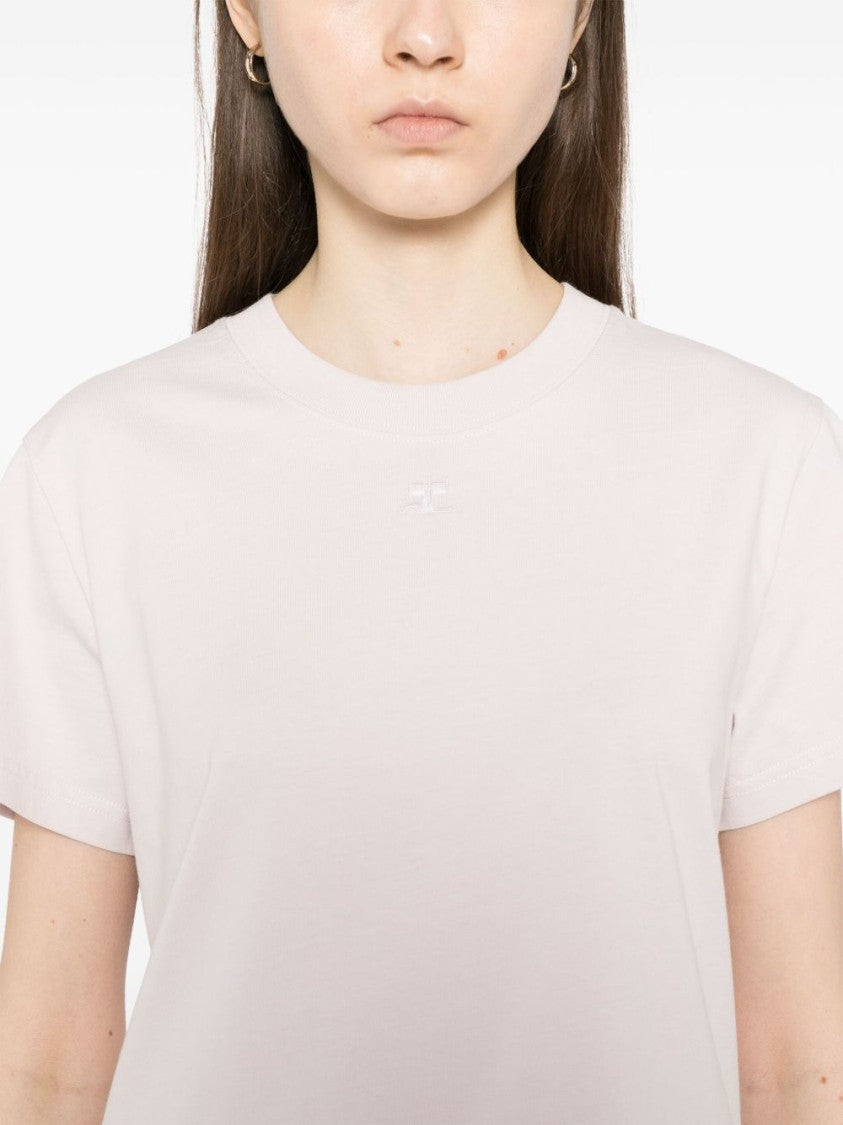 Courrèges Blush Pink Crew Neck Top