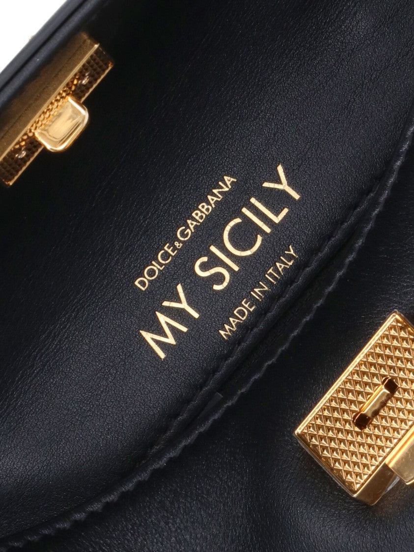 Dolce & Gabbana My Sicily Black Mini Leather Shoulder Bag
