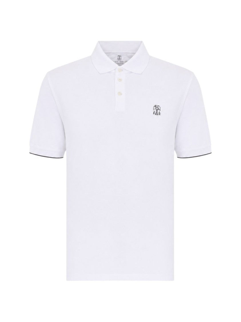 Brunello Cucinelli Textured Embroidered Short-Sleeve Polo Shirt