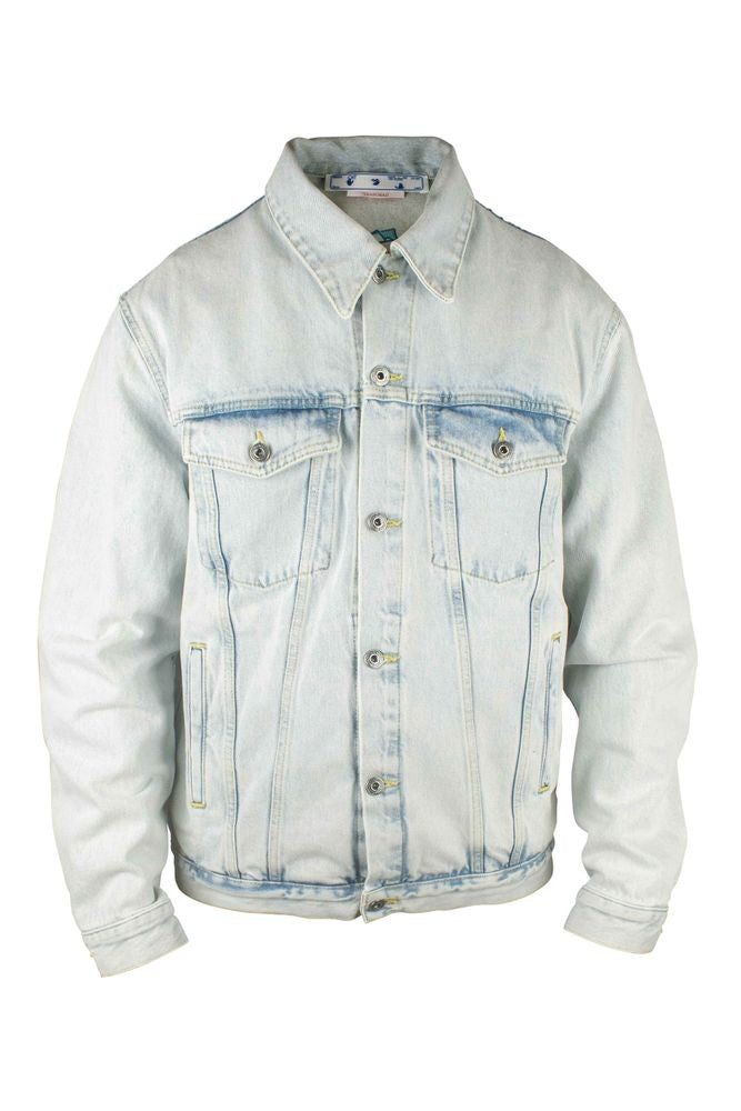 Off-White Light Blue Denim Jacket With Graffiti Logo