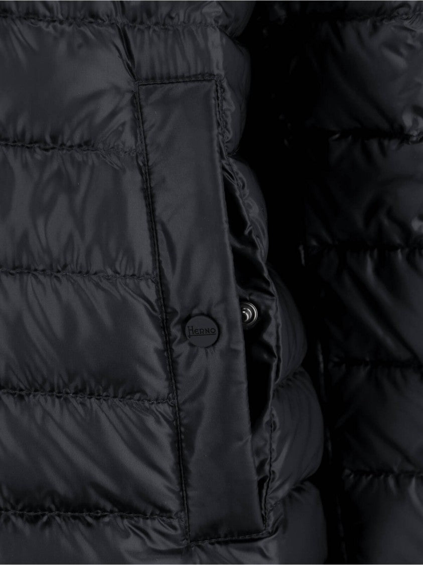 Herno Fitted Jacket With High Collar And Side Pockets