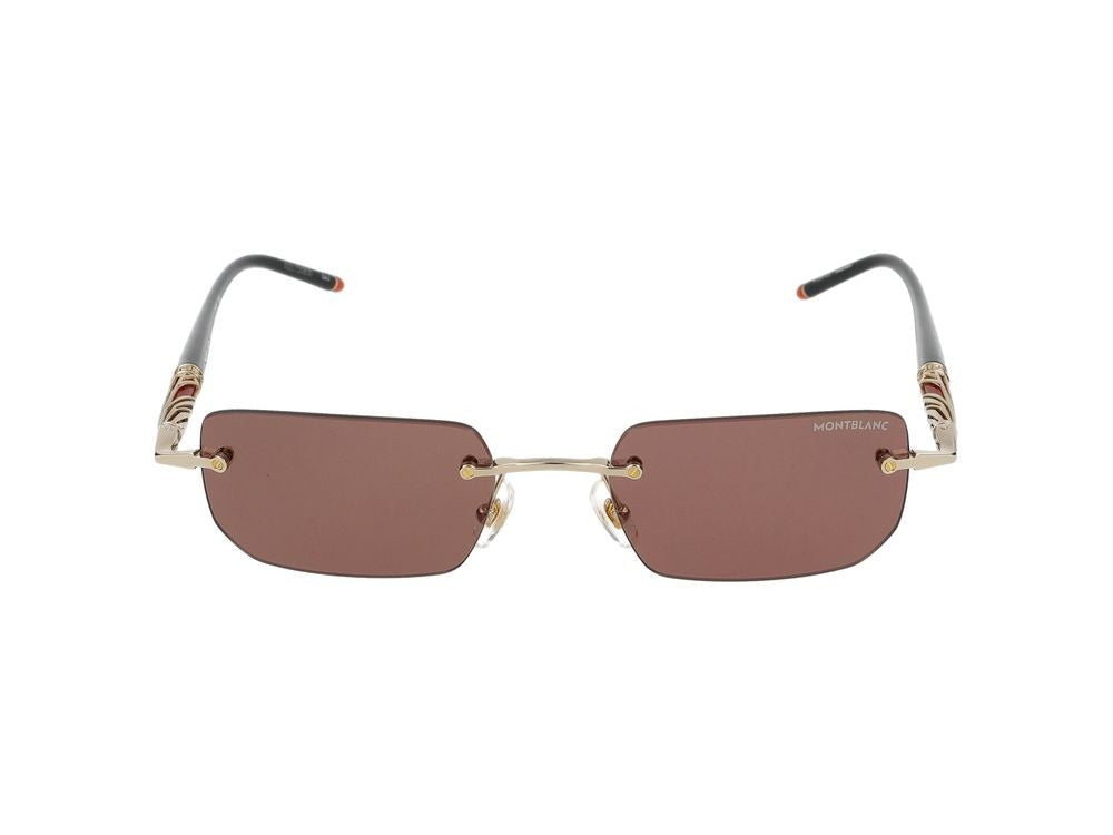 Montblanc Gold Mb0348s Metal Rimless Rectangular Sunglasses