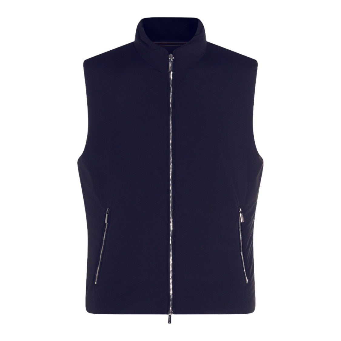 Moorer Sleeveless Vest With High Collar And Zipper Closure