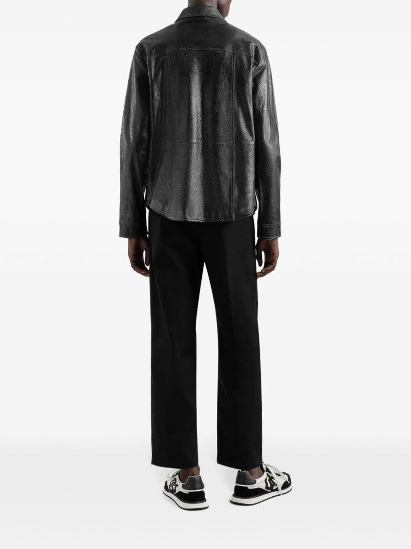 Dolce & Gabbana Structured Black Shirt With Classic Collar And Press-Stud Fastenings