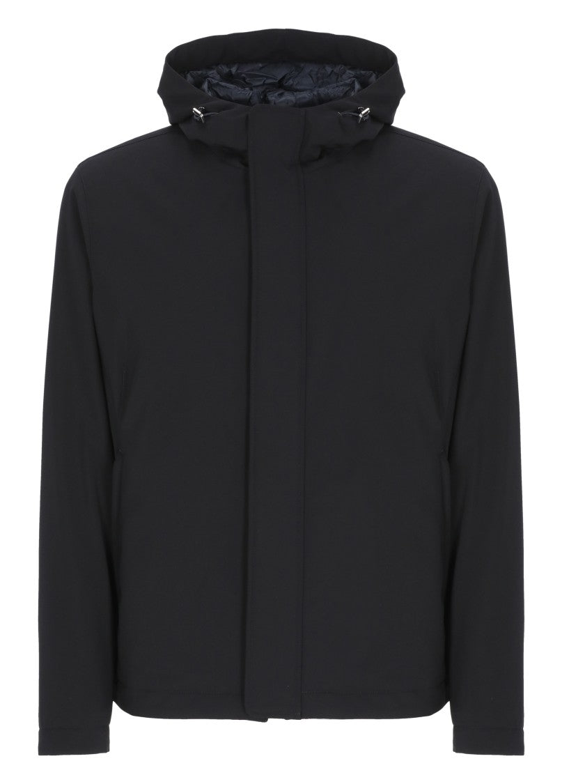 Herno Blue Hooded Short Down Jacket