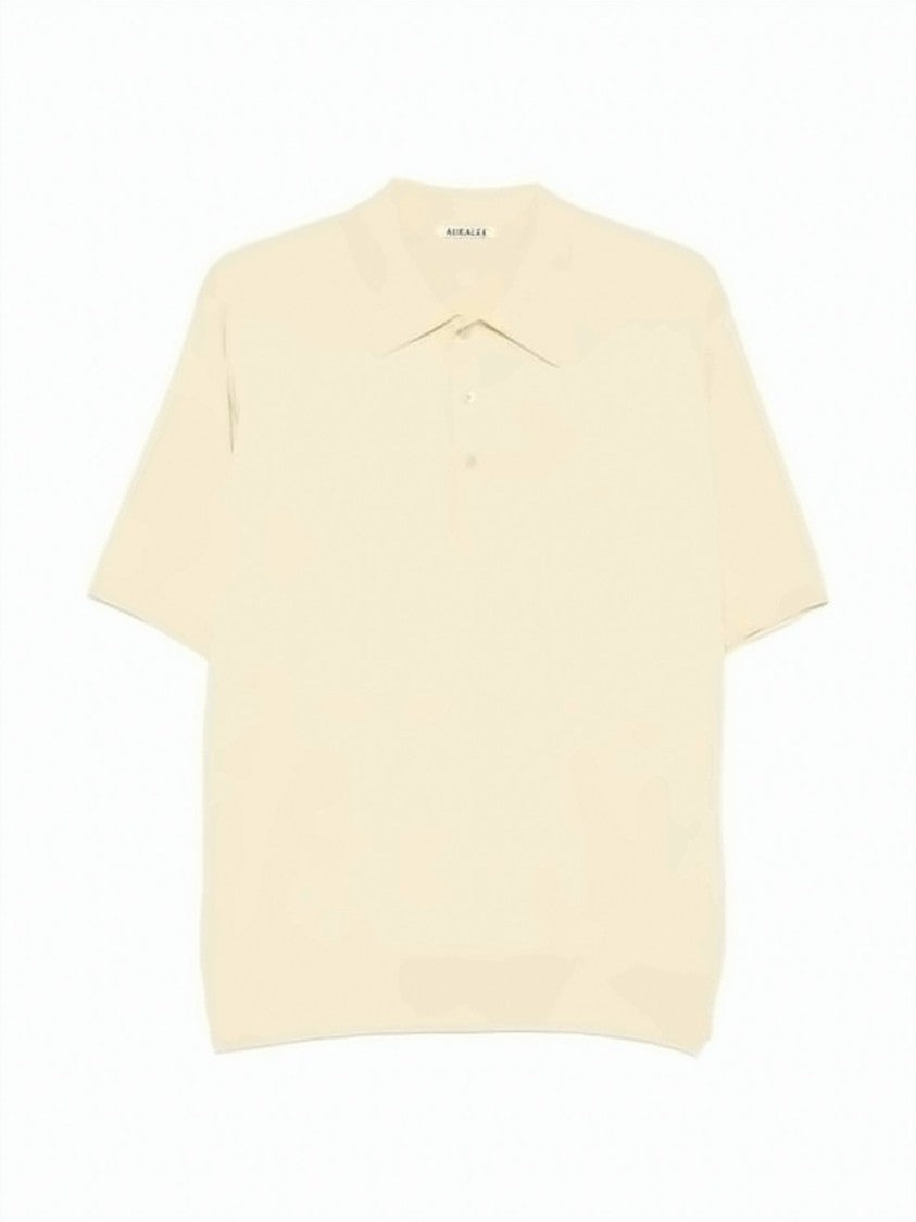 Auralee Short-Sleeved Polo Shirt With Classic Collar And Three-Button Placket