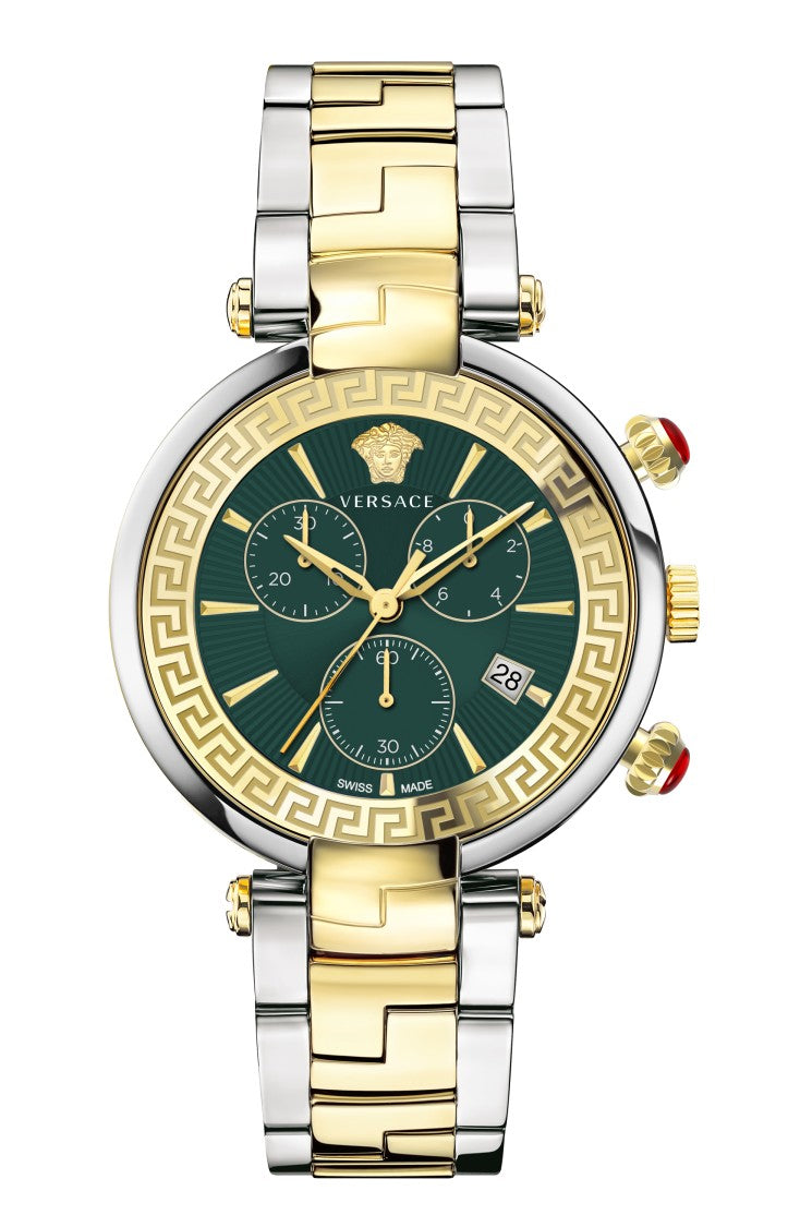 Versace Revive Chronograph 41Mm Stainless Steel Watch With Green Dial