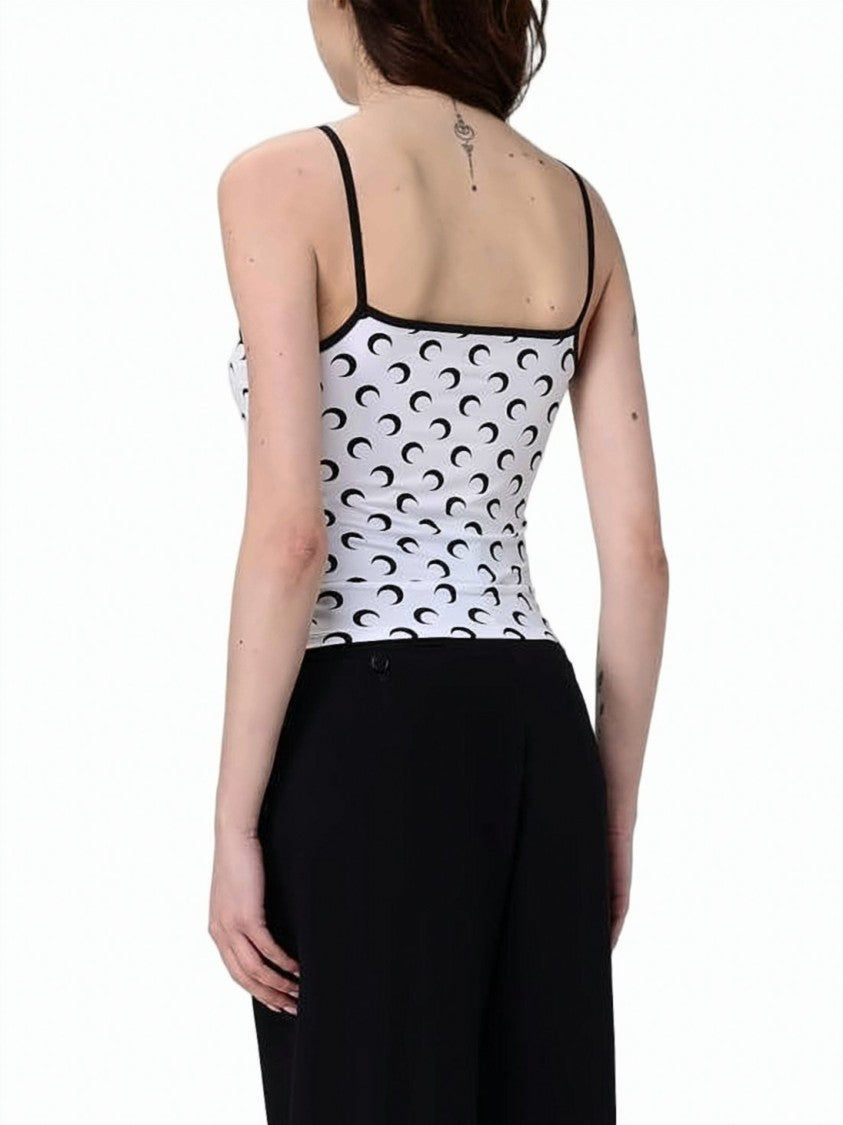 Marine Serre Crescent Moon Print Jersey Tank Top With Spaghetti Straps
