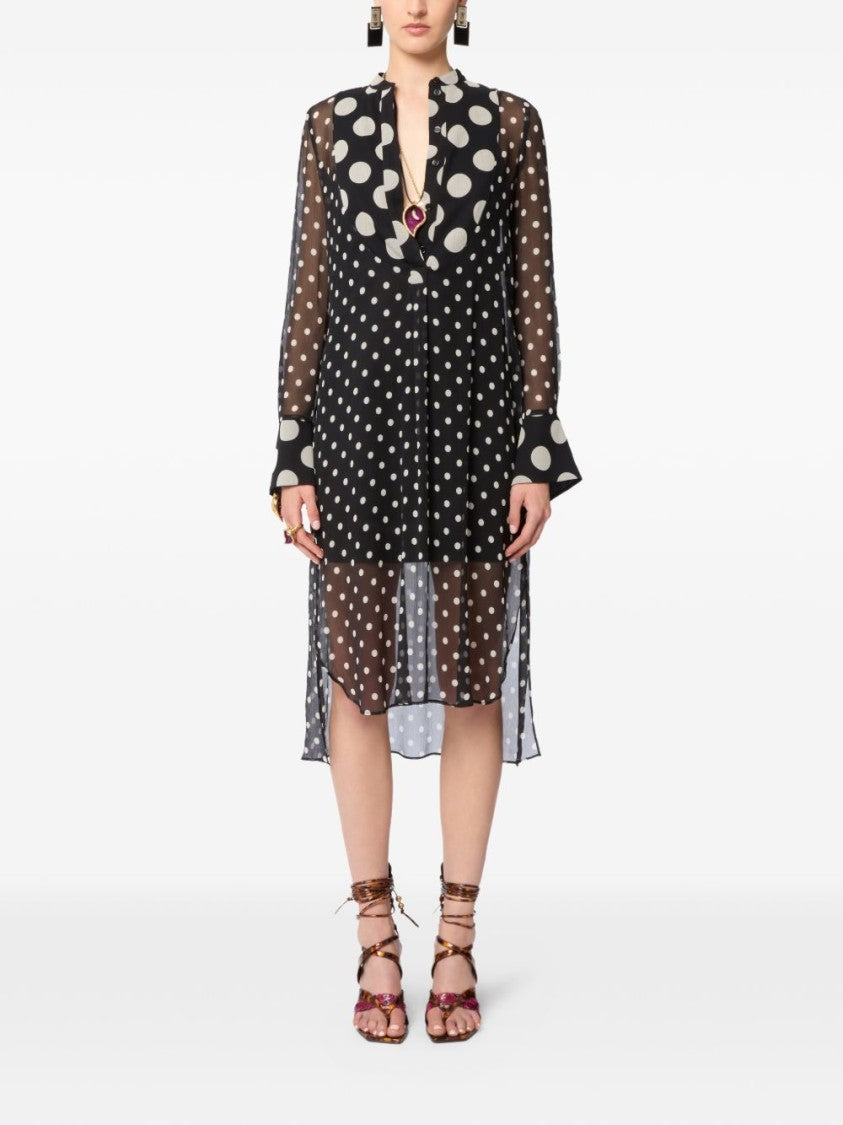 Nina Ricci Polka Dot Slip Midi Cotton Dress