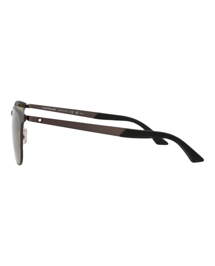 Montblanc Square-Frame Metal Sunglasses With Adjustable Nose Pads