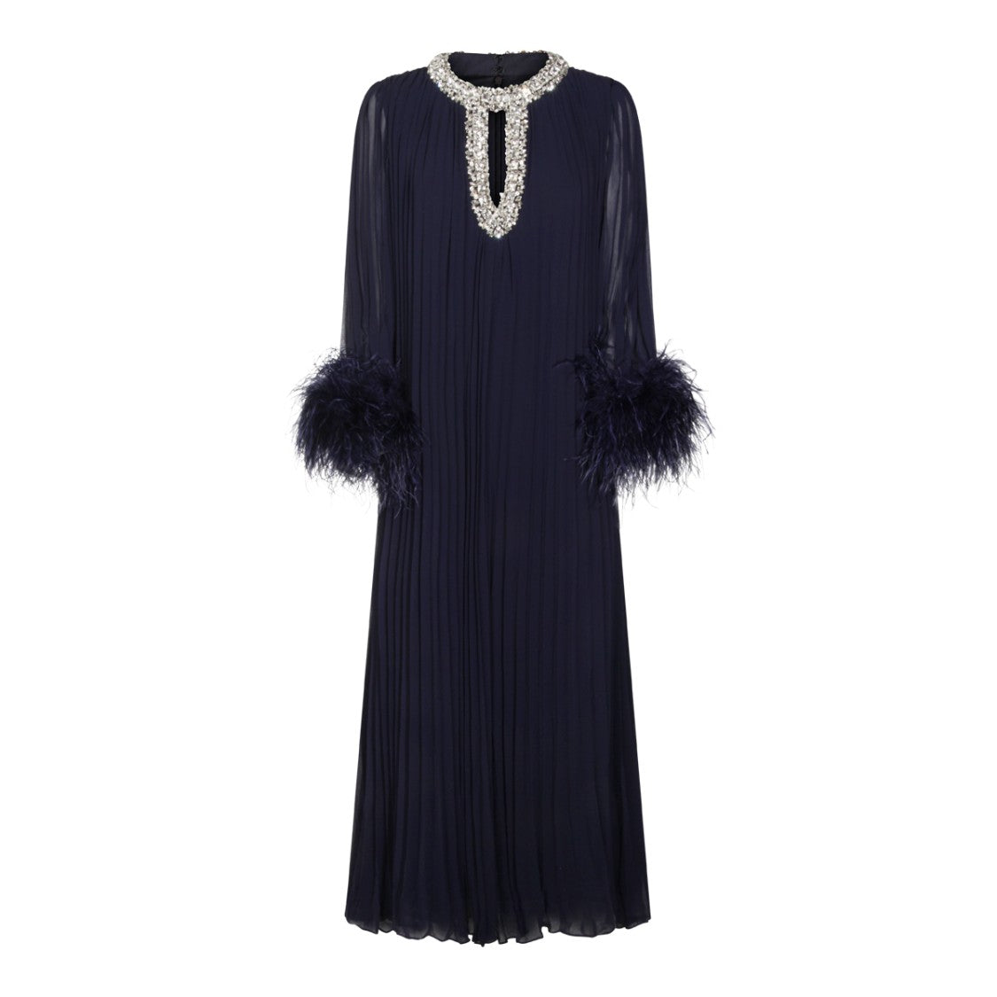 Self-Portrait Navy Crystal-Embellished Maxi Dress