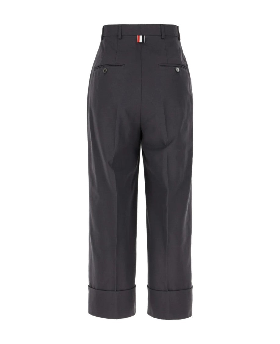 Thom Browne High-Waist Straight-Leg Pants With Wide Cuffs