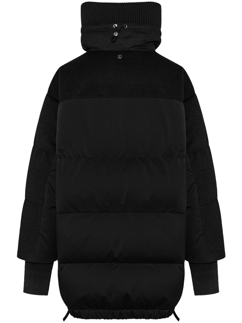 Duno Black Puffer Long Drawstring Jacket