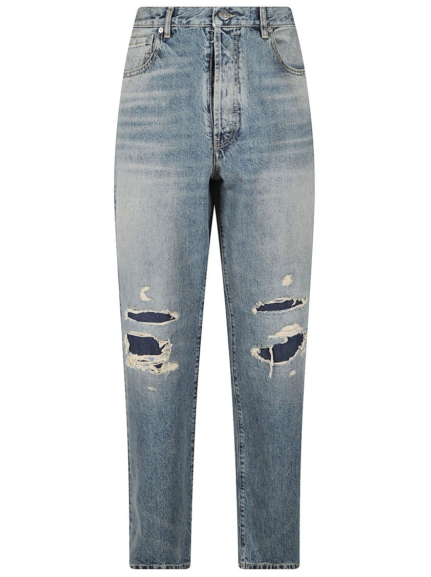 Maison Margiela Straight-Leg Distressed Light Blue Jeans With Classic Five-Pocket Design