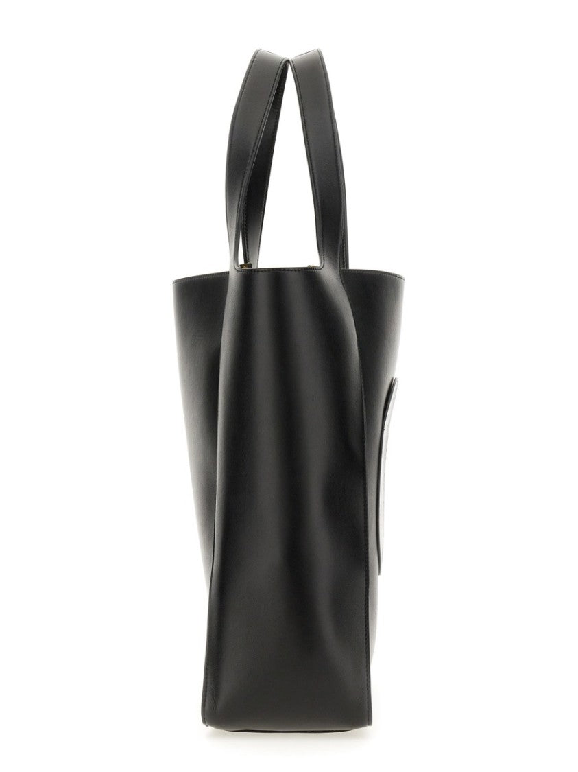 Stella Mccartney Black Square Tote Bag With Embossed Logo