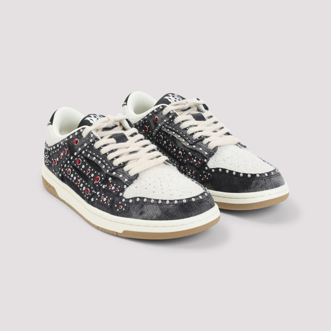 Amiri Textured Black Low-Top Sneakers With Studded Detailing